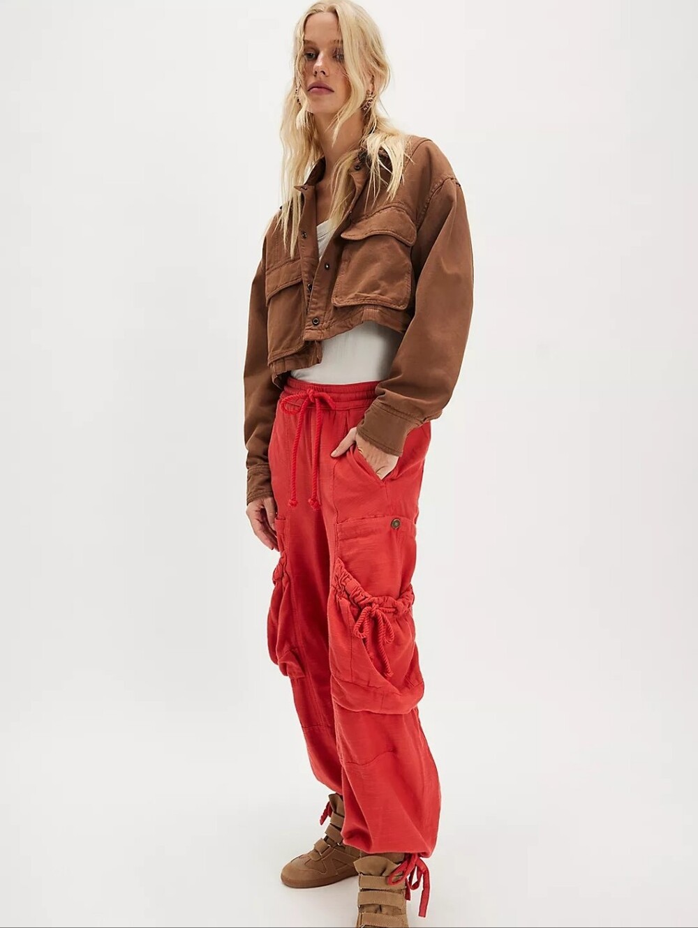 Free People Ashton Parachute Pants Red Clay XS New With Tags